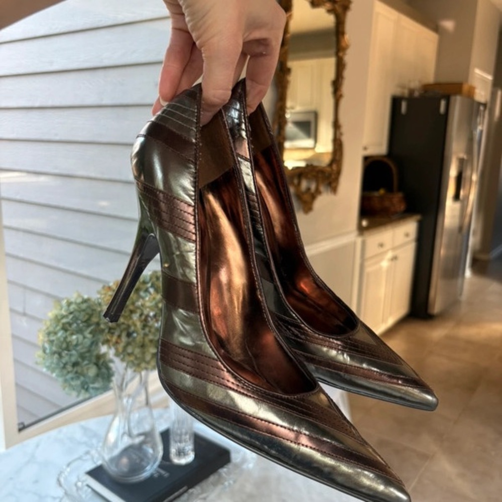 Carlos Santana Silver and Brown Stiletto Heels